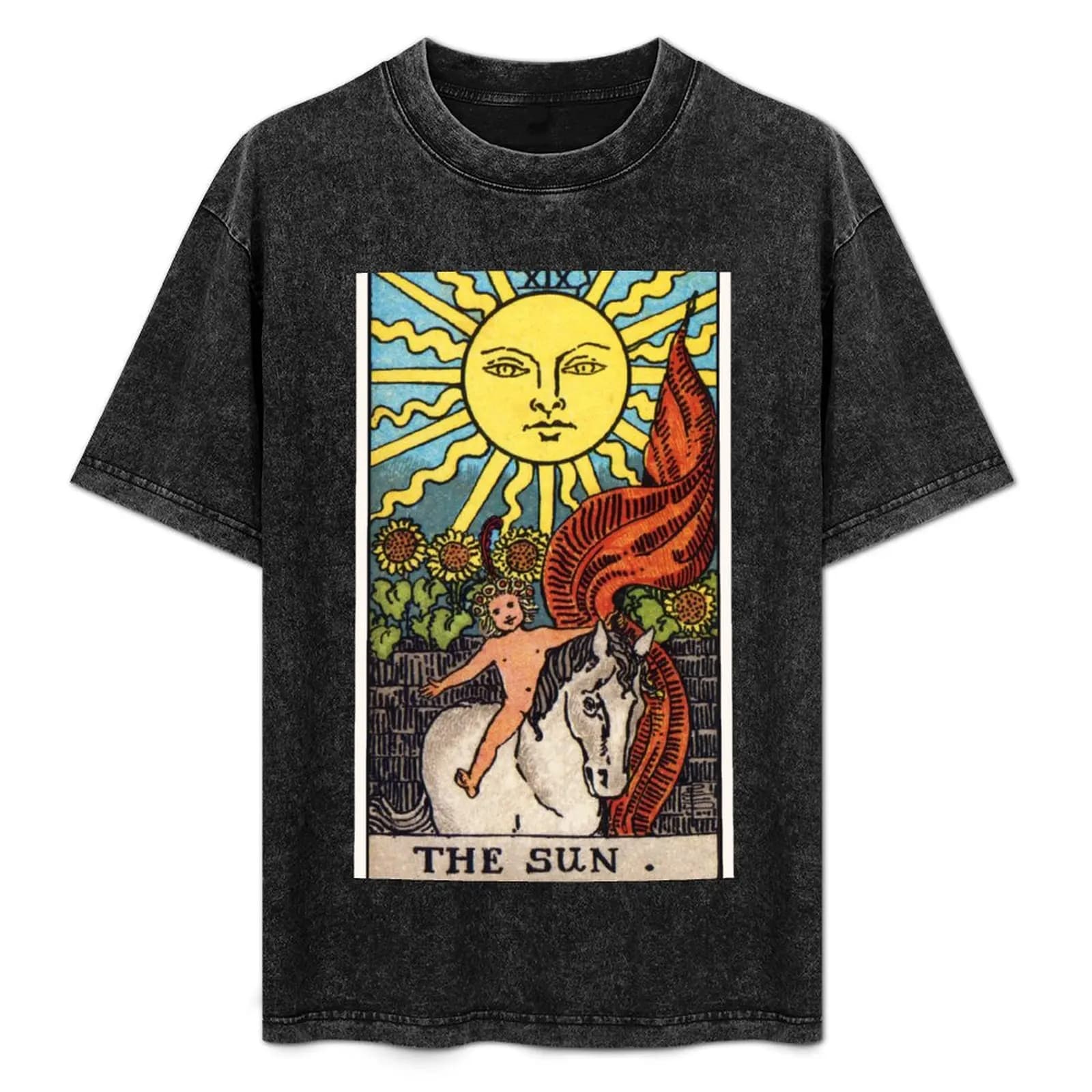 XIX. T-shirt The Sun Tarot Card, top a maniche corte resistente agli odori