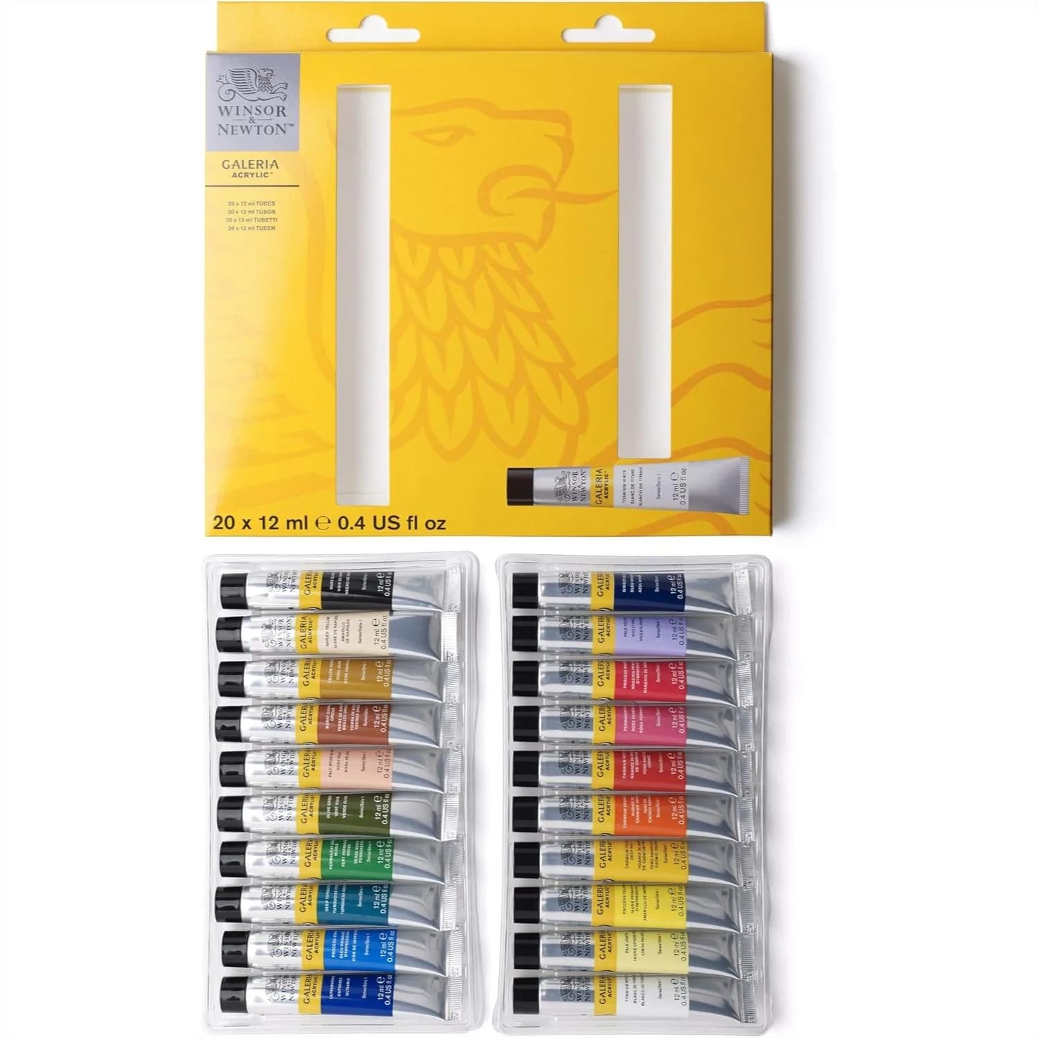 Galeria Acrylic Paint Set 20 x 12ml Tubes, Smooth Satin Finish with High Tinting Strength for Canvas Paper Wood