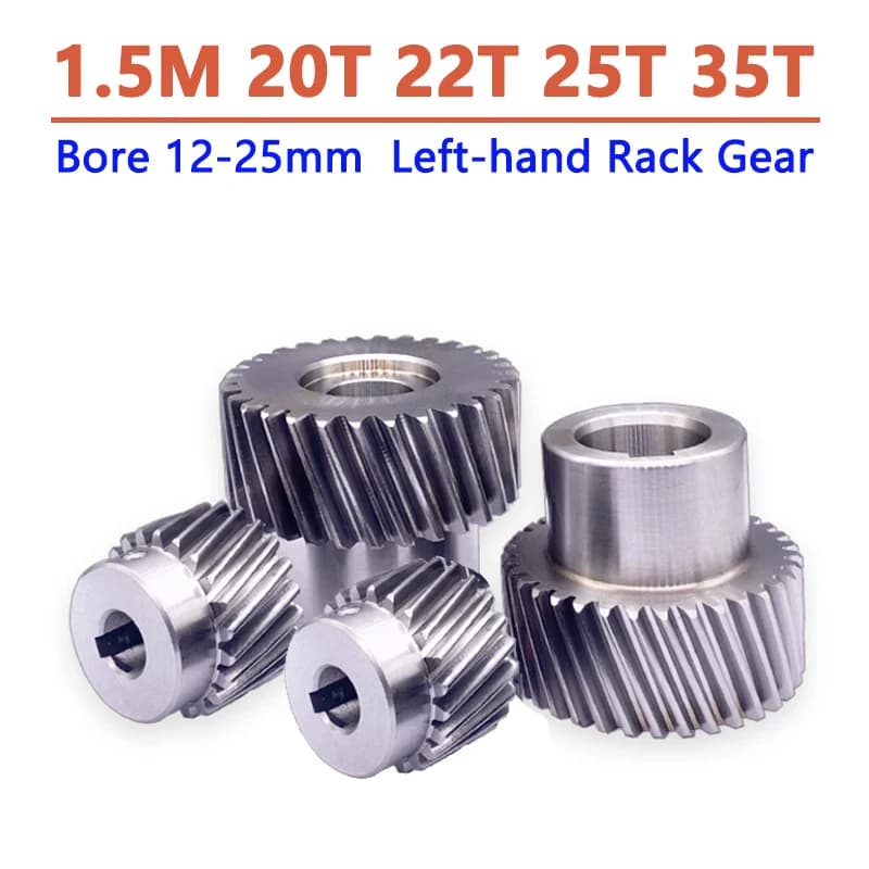 1 pezzo 20 22 25 35 denti 1,5 M Ingranaggio elicoidale sinistro 19 ° 31′42′′ Foro per ingranaggio rack per moduli 1,5 ad alta precisione 12 14 16 19-25 mm 45 # Acciaio