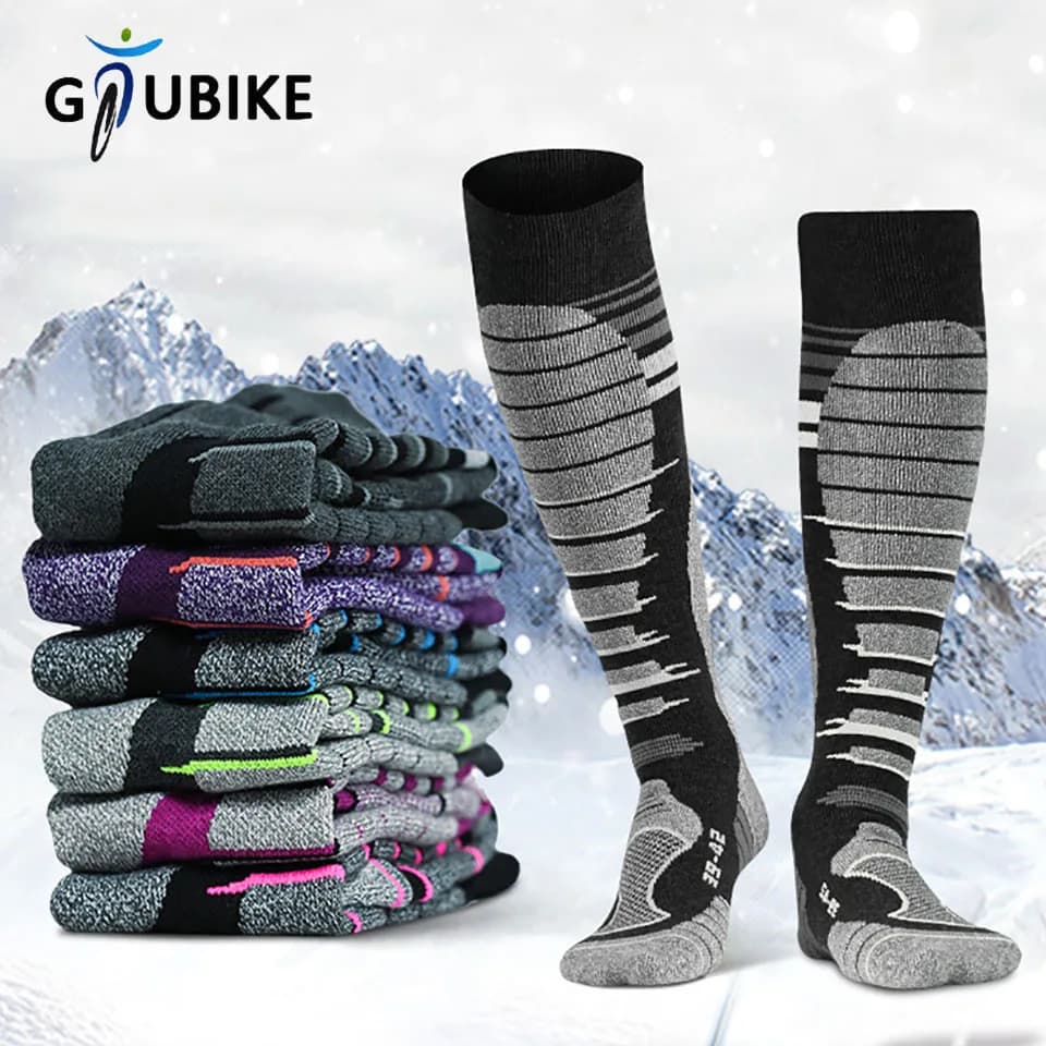 Calzini da sci in lana merino GTUBIKE, calzini per climi freddi per snowboard, neve, inverno, calzini termici al ginocchio, caccia