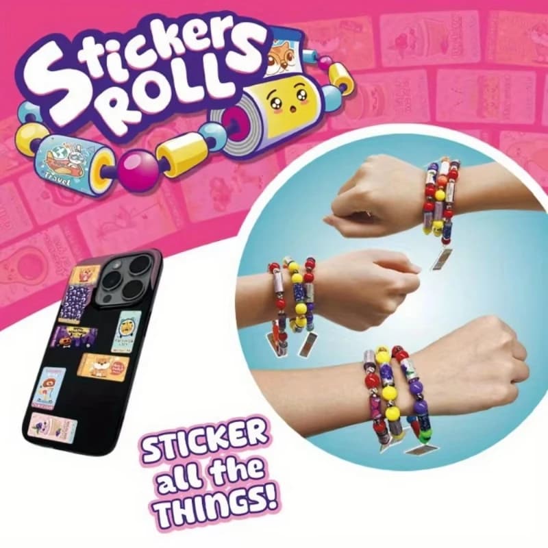 Set of creative tear stickers Rolls of stickers Custom DIY Stickers Bracelet with Beads Birthday gift sticker Beads 2 in 1