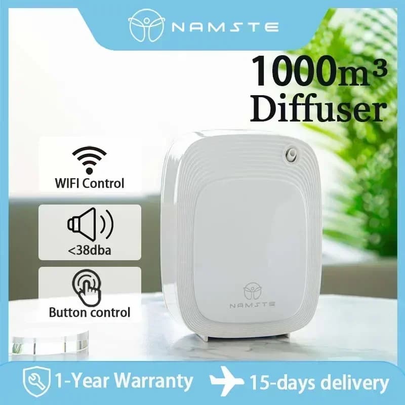 Electric Fragrance Diffuser 1000m3 with Essential Oils, WIFI Air Purifier, 200ML Capacity, Deodorant Home Device