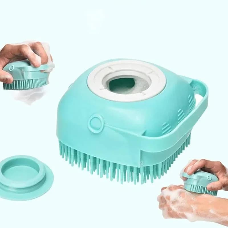 Spazzola per Shampoo Auto-Schiumogena per Animali Domestici 8,5x7,5cm - Strumento di Toelettatura per Cani con Simpatico Design Sorridente