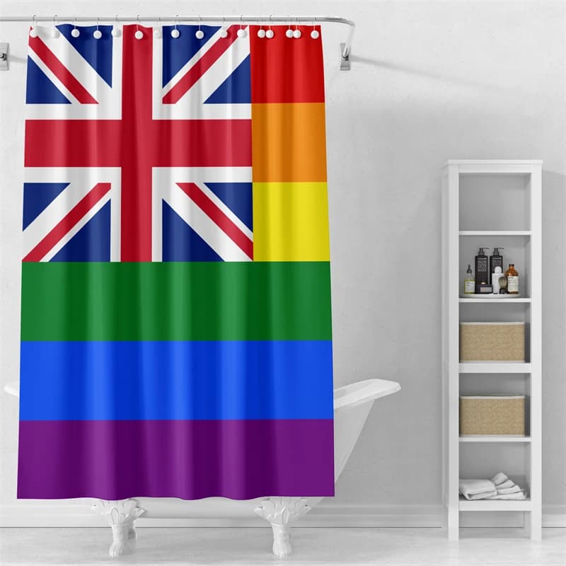 Set di tende da doccia Gaslight Gatekeep Girlboss United Kingdom UK LGBT Rainbow Pride con occhielli e ganci per l'arredamento del bagno