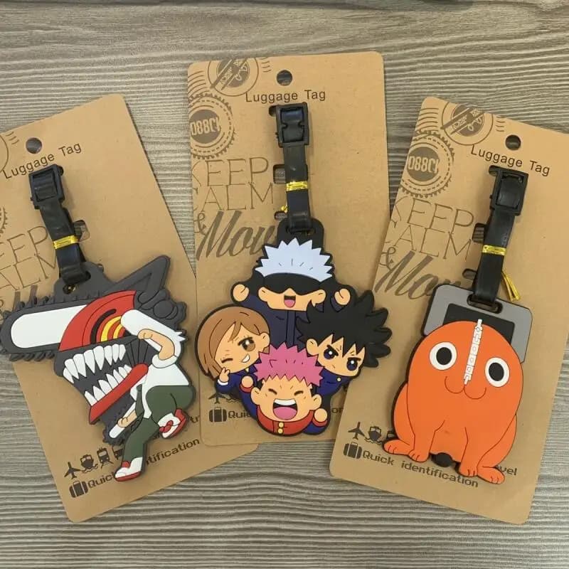 Anime Chainsaw Man Boarding Luggage Tag Suitcase Pendant School Bag Backpack Name Tag Suitcase Pendant Denji Pochita Gift