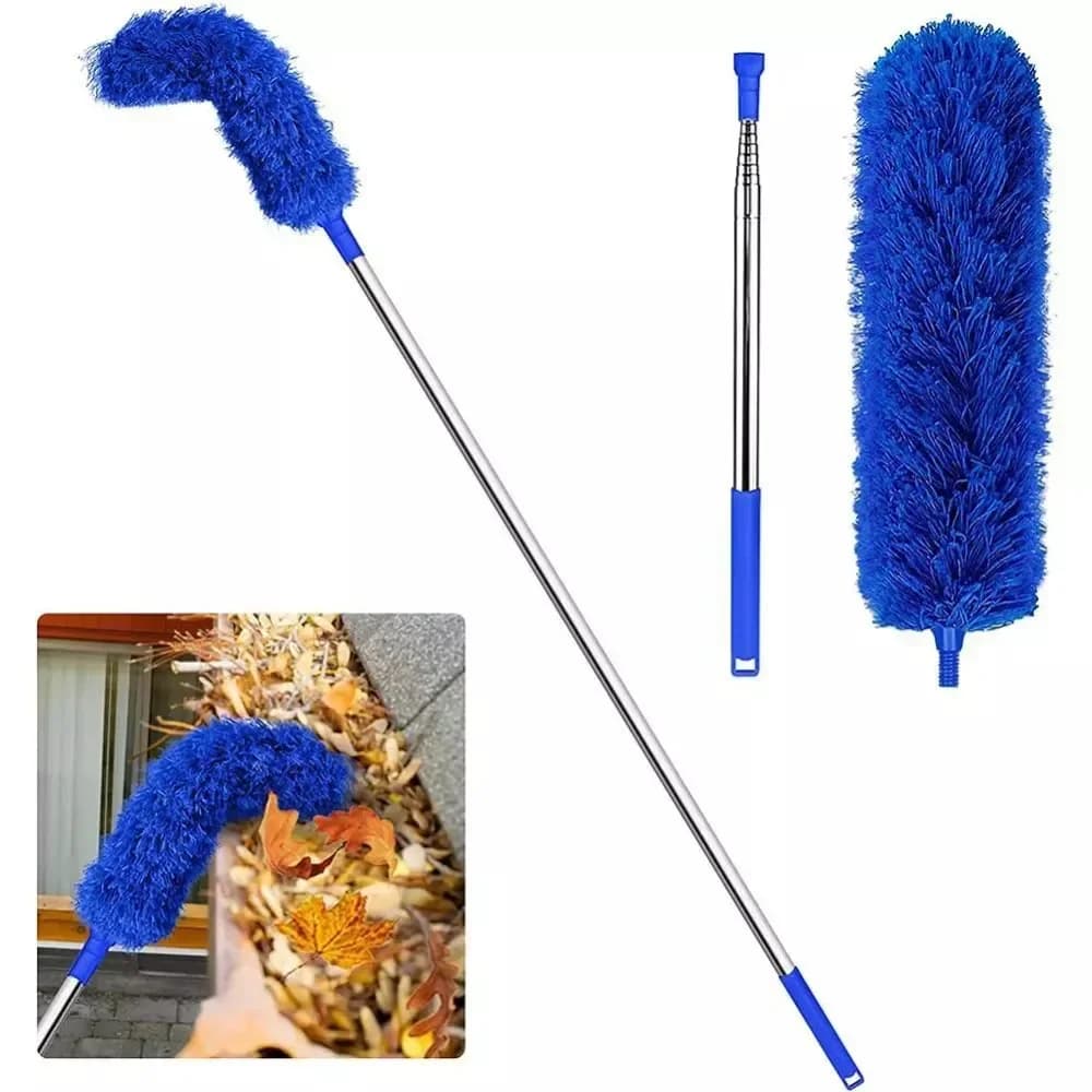 High Quality Long Handle Gutter Cleaning Brush Telescopic Bending Gutter Guard Cleaning Tool Cobweb Feather Duster Home