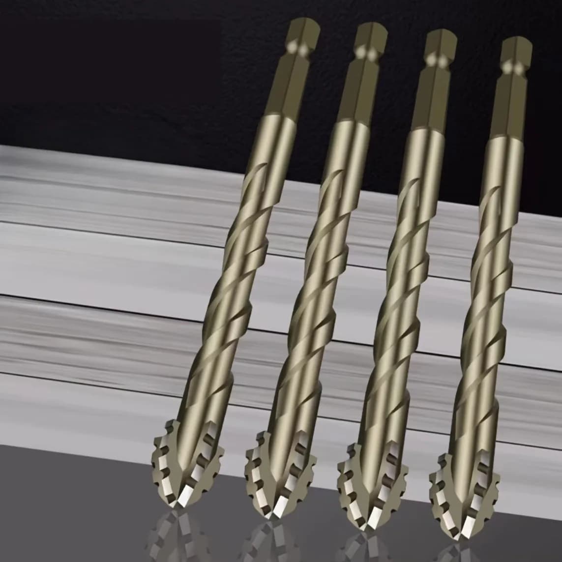 High-Four-edged serrated eccentric drill for dry drilling of ceramic tiles, glass, marble, concrete, stainless steel drill bits