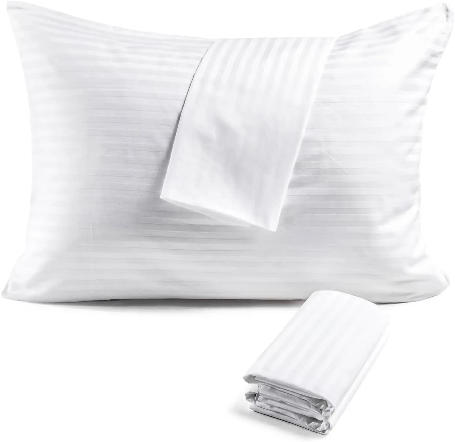 Covers Queen 600TC 100% Cotton, Pack of 2, Certificates Oeko-TEX with Silent Hinge, White
