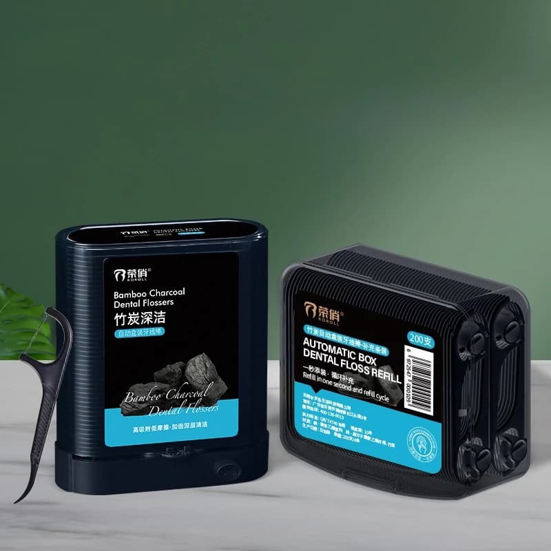 Bamboo Charcoal Automatic Dental Floss, Polymer Disposable Dental Floss, Toothpicks, Home Dining Portable Floss Sticks