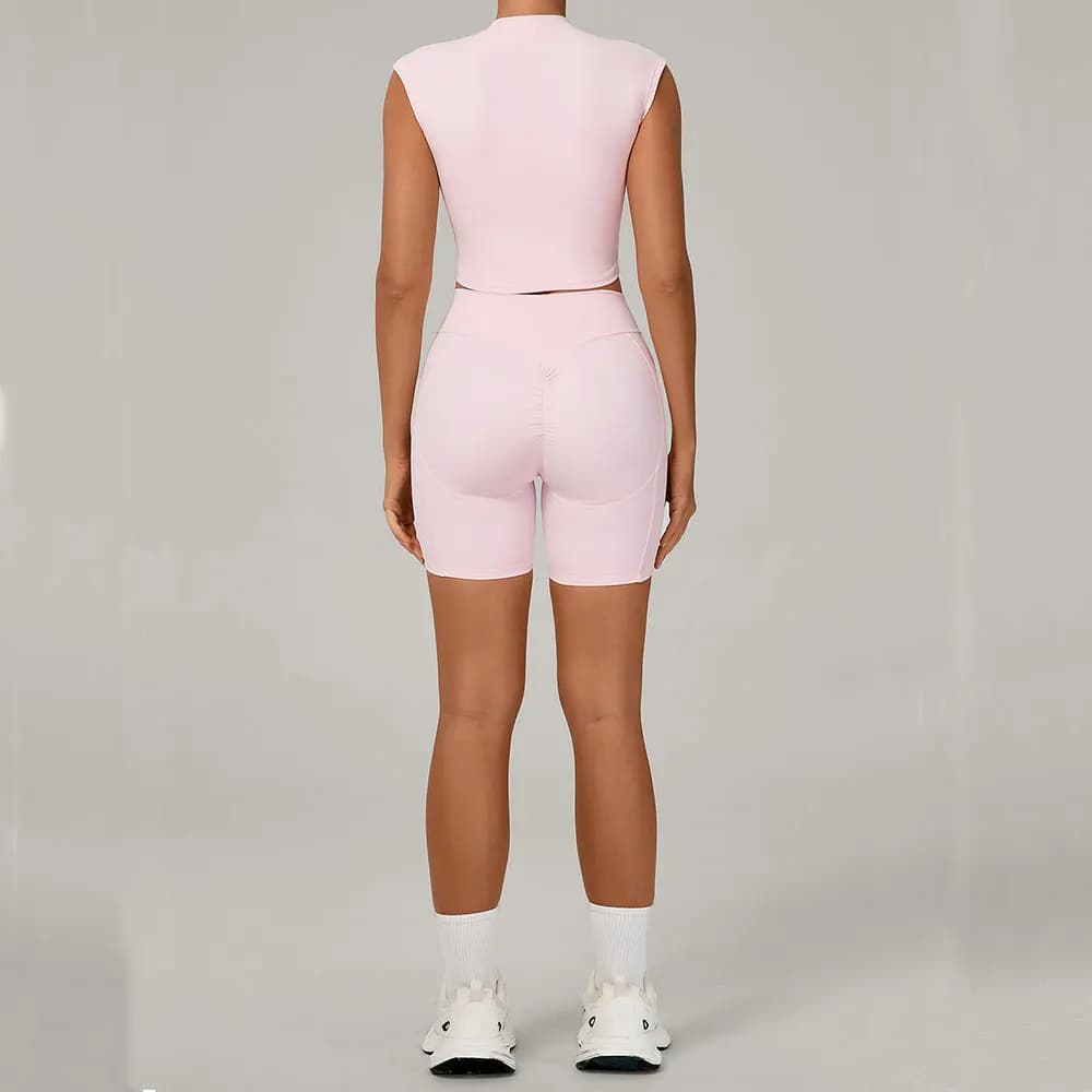 Yoga Sets Women Tracksuit 2 Pieces Workout Sets Gym Suits Yoga Short Sleeves High Waist Shorts Outfits Running Fitness Clothes