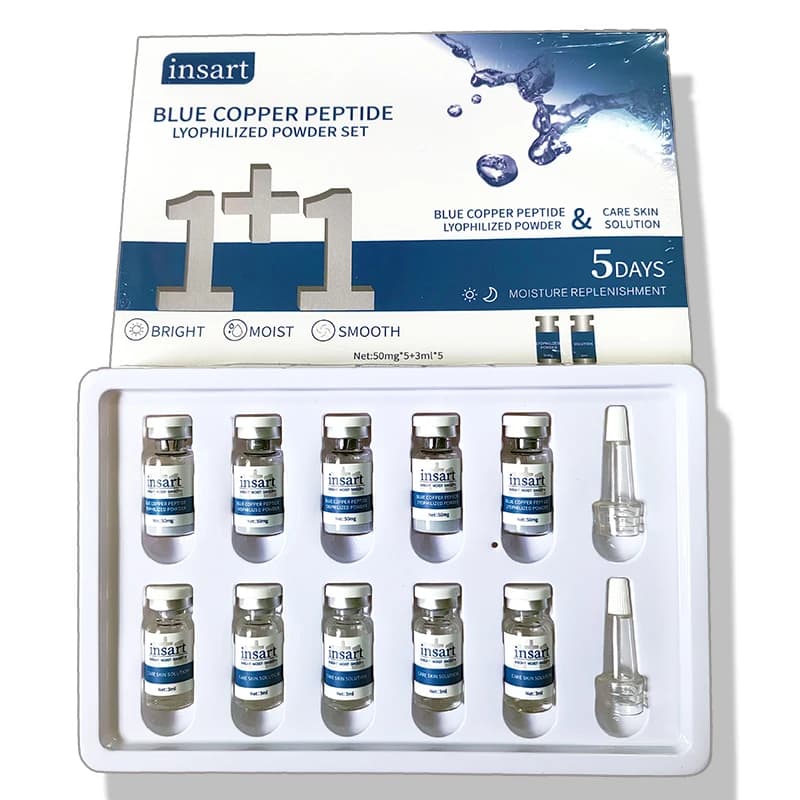 Peptide di rame blu Set di polvere liofilizzata Idratante Siero viso sbiancante Antirughe Liscio Tenero Cura della pelle Illumina l'essenza