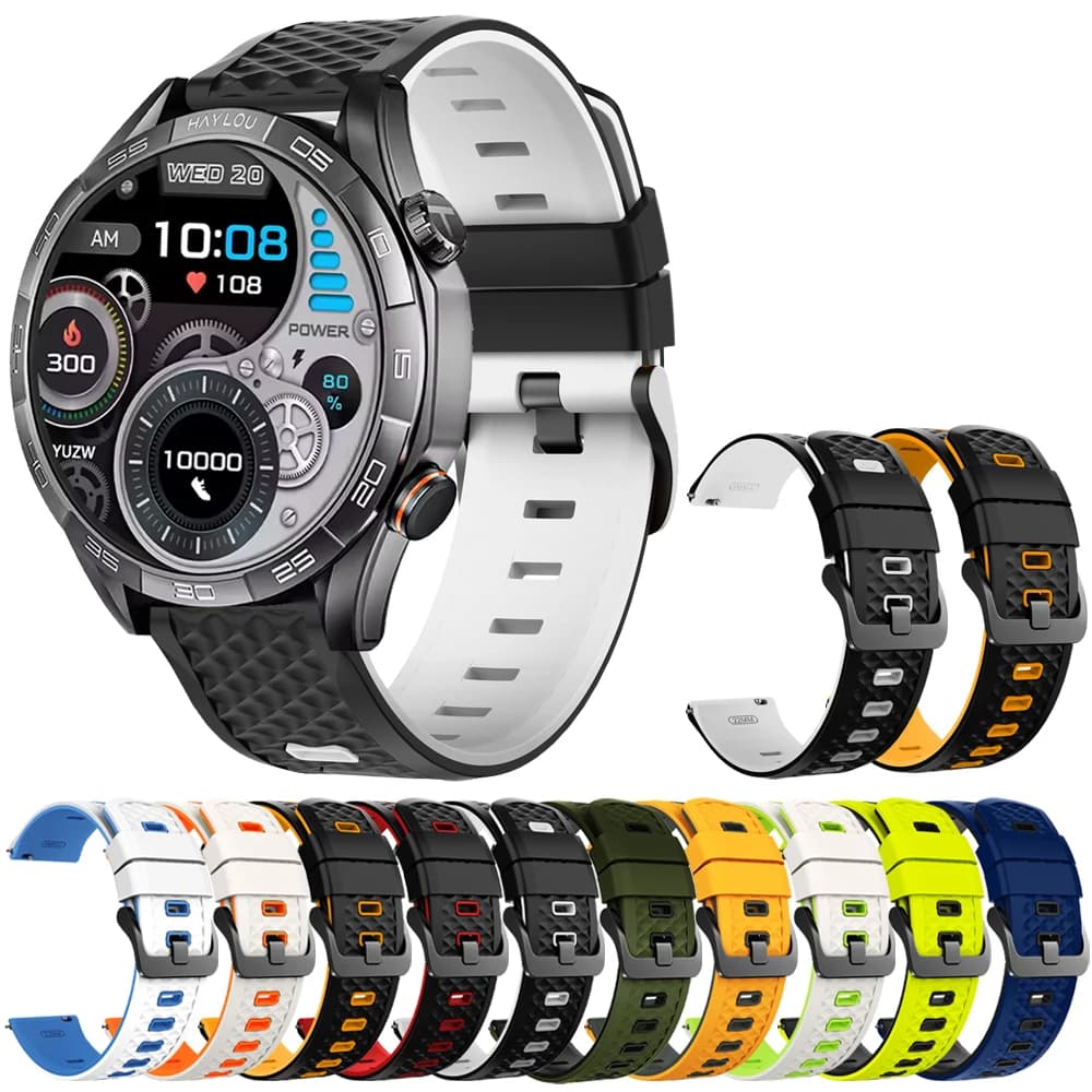 22mm Silicone Bands for HAYLOU Solar 5/Ultra/Lite/Pro Smart Wrist Strap for HAYLOU Watch 4 4S GPS/LS02 Pro/R8/S6/RT3 Accessories