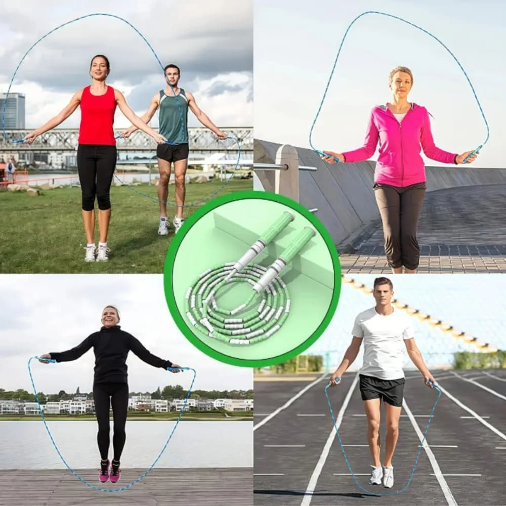 Bamboo Stem Type Jump Rope Soft Beaded No Tangle Training Rope Segmented Adjustable Length Fitness Gym Rope For Beginners