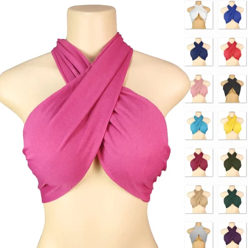 Canotta sexy Fasciatura incrociata Senza schienale Senza maniche Halter Crop Top Donna Ombelico nudo Canotta Canotta femminile Canotta corta