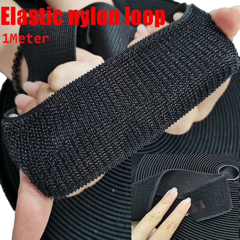 20/25/30/38/50/100mm Nastro elastico di fissaggio con gancio e anello Fascia elastica in nylon senza strisce ad anello adesivo per cucito fai da te 1M
