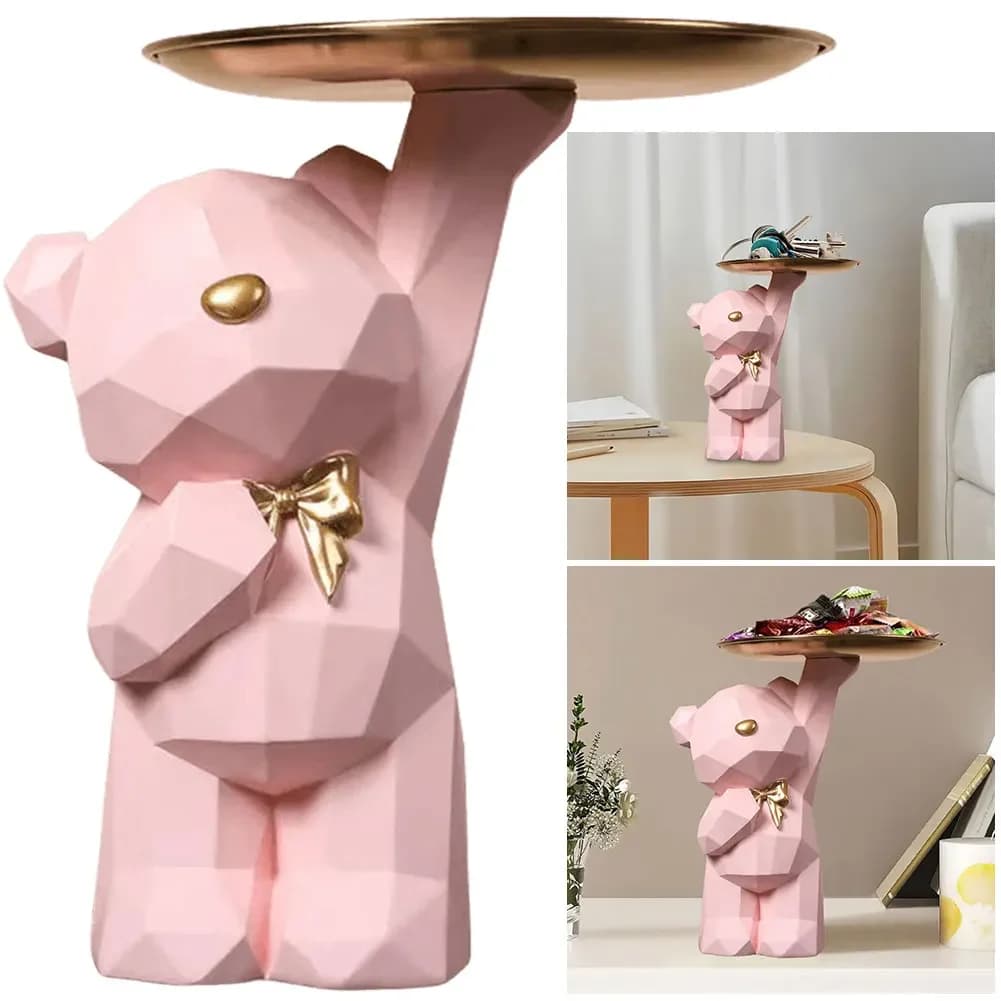Resin Storage Box Handicrafted Geometric Bear Resin Desk Decoration Candy Various Items House Supplies Coffee Shop