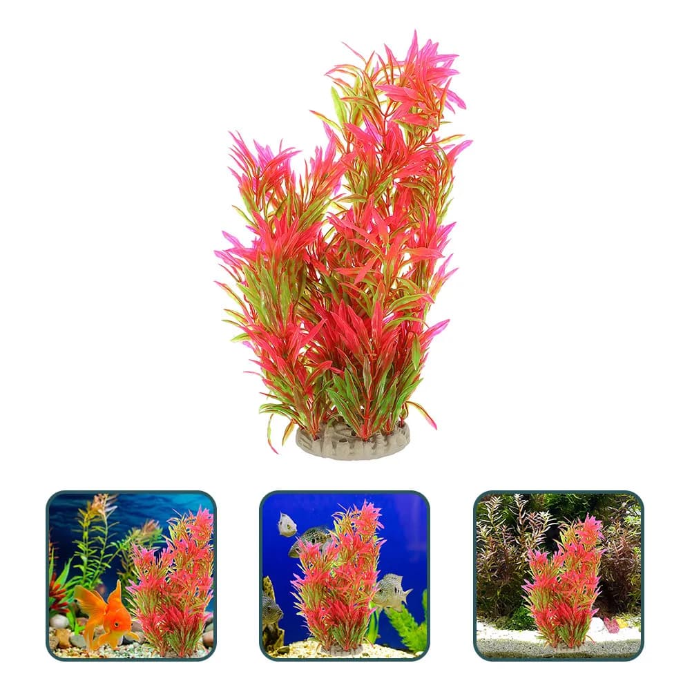 2 Pezzi Piante Artificiali per Acquario, Decorazioni in Plastica, Piante Acquatiche Finte, Accessori per Paesaggistica, Forniture per Terrari di Rettili