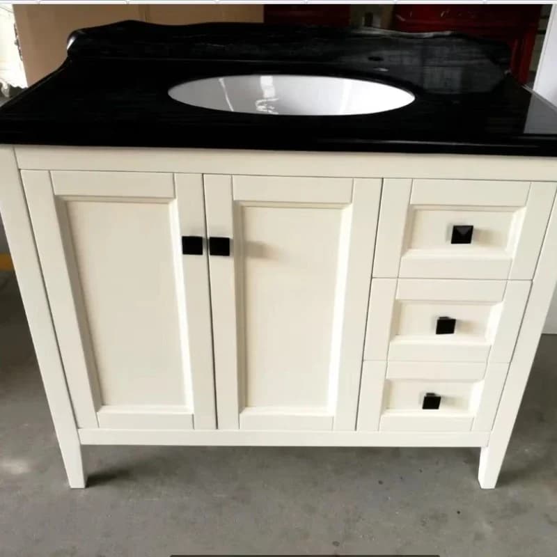 Lavabo doppio classico in legno massello da terra a soffitto, con mobiletto a specchio integrato