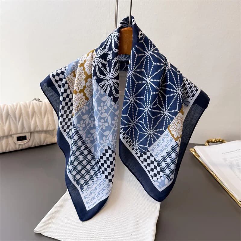 65*65 cm Retro Stampa Sciarpe Quadrate Donna Autunno Primavera Caldo Avvolge Testa Sciarpa di Cotone Sensazione Hijab Cravatte Femminili Foulard Bandana