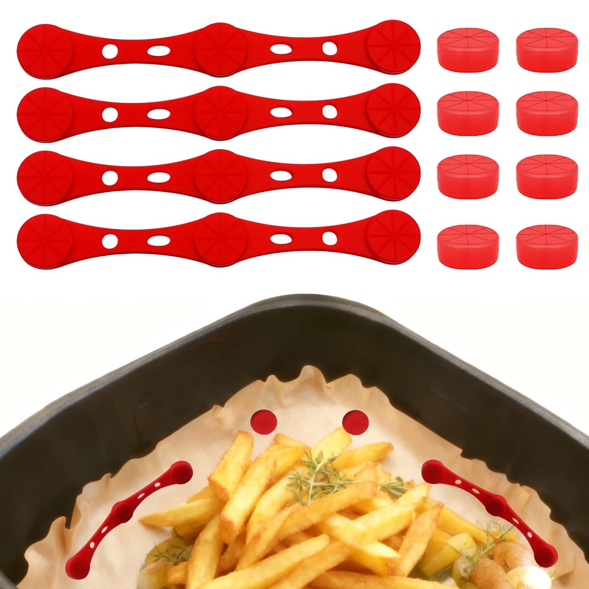 Silicone buckle with air fryer magnet, silicone magnetic clip for air fryer, parchment paper used to control the air fryer can be reused