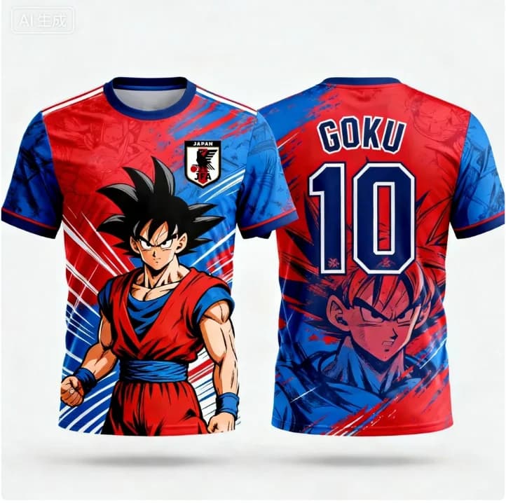 Nuova Maglia da Calcio 2026 a Tema Dragon Ball Z Goku, Kit da Calcio per Bambini, T-shirt Sportiva ad Asciugatura Rapida per Adulti Uomo/Donna