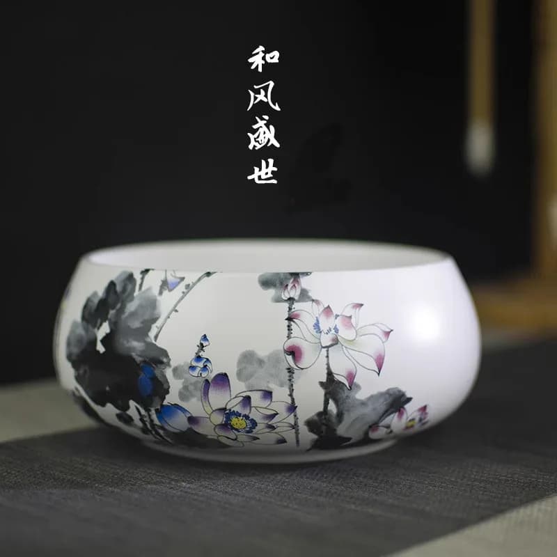 Rondella per pennelli in ceramica cinese - Ciotola per la pulizia dell'inchiostro per calligrafia, decorazioni per la scrivania di materiali artistici per pittura tradizionale
