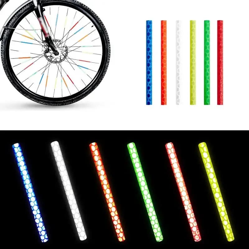 12/24/48 Pezzi Adesivi Riflettenti per Raggi di Bicicletta 7,5cm Strisce Tubolari Fai-da-Te Kit di Sicurezza con Luce di Avvertimento per Ciclismo