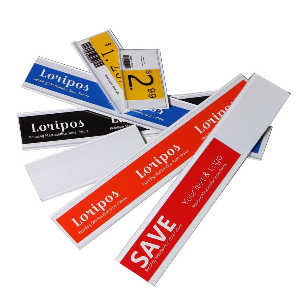 Porta carte di nome della merce Clip Striscia Porta carta Scaffale Talker Segni Clip Striscia Espositore Striscia dati Porta etichette Adesivo