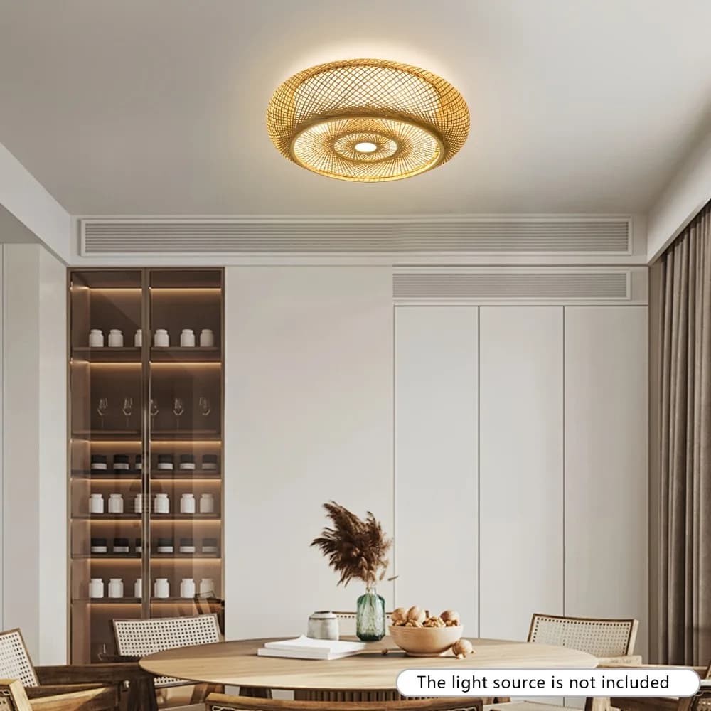 Plafoniere vintage in bambù Lampada da soffitto a sospensione in stile cinese per soggiorno, sala da pranzo, cucina, lampada E27