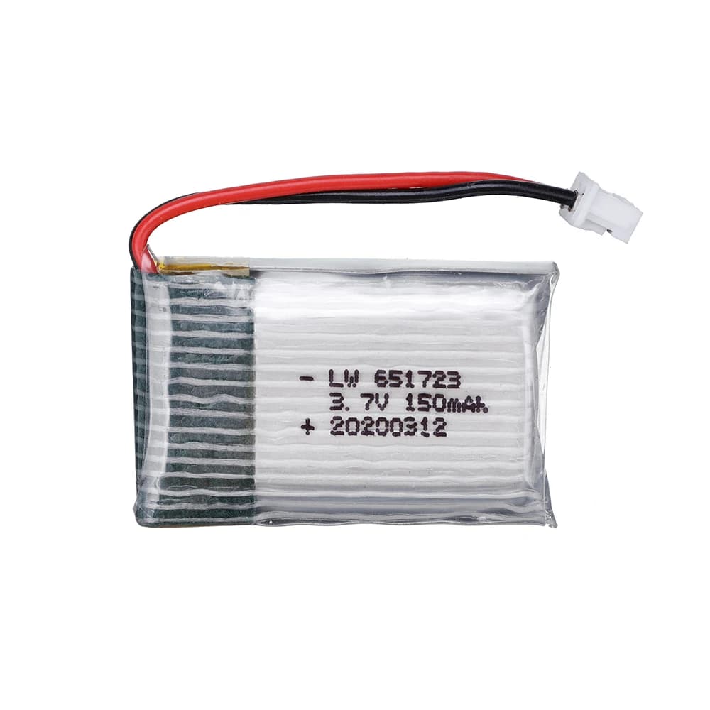 651723 Lithium Ion Battery 3,7 V 150 mAh with XH2.54 plug, spare part for drones and toys RC Ni Hui U207 H2 H8