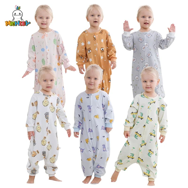 MICHLEY Cartoon Sleepsacks Baby with detachable sleeves for boys and girls sleeping bag for kids legs divided