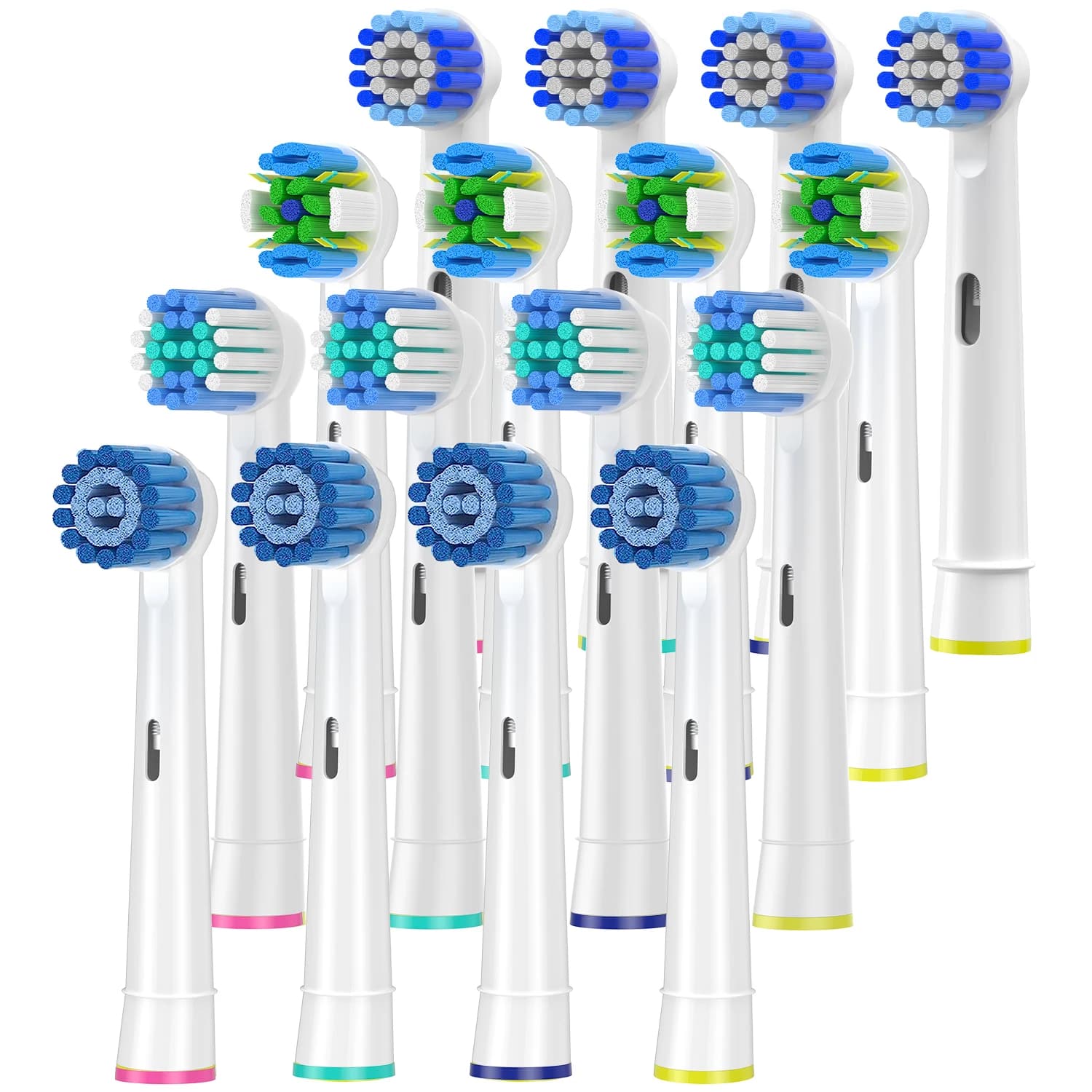 Brush heads compatible with Oral b electric toothbrush head, 4 sensitive, 4 precision, 4 wires, 4 crossed, 16 pack