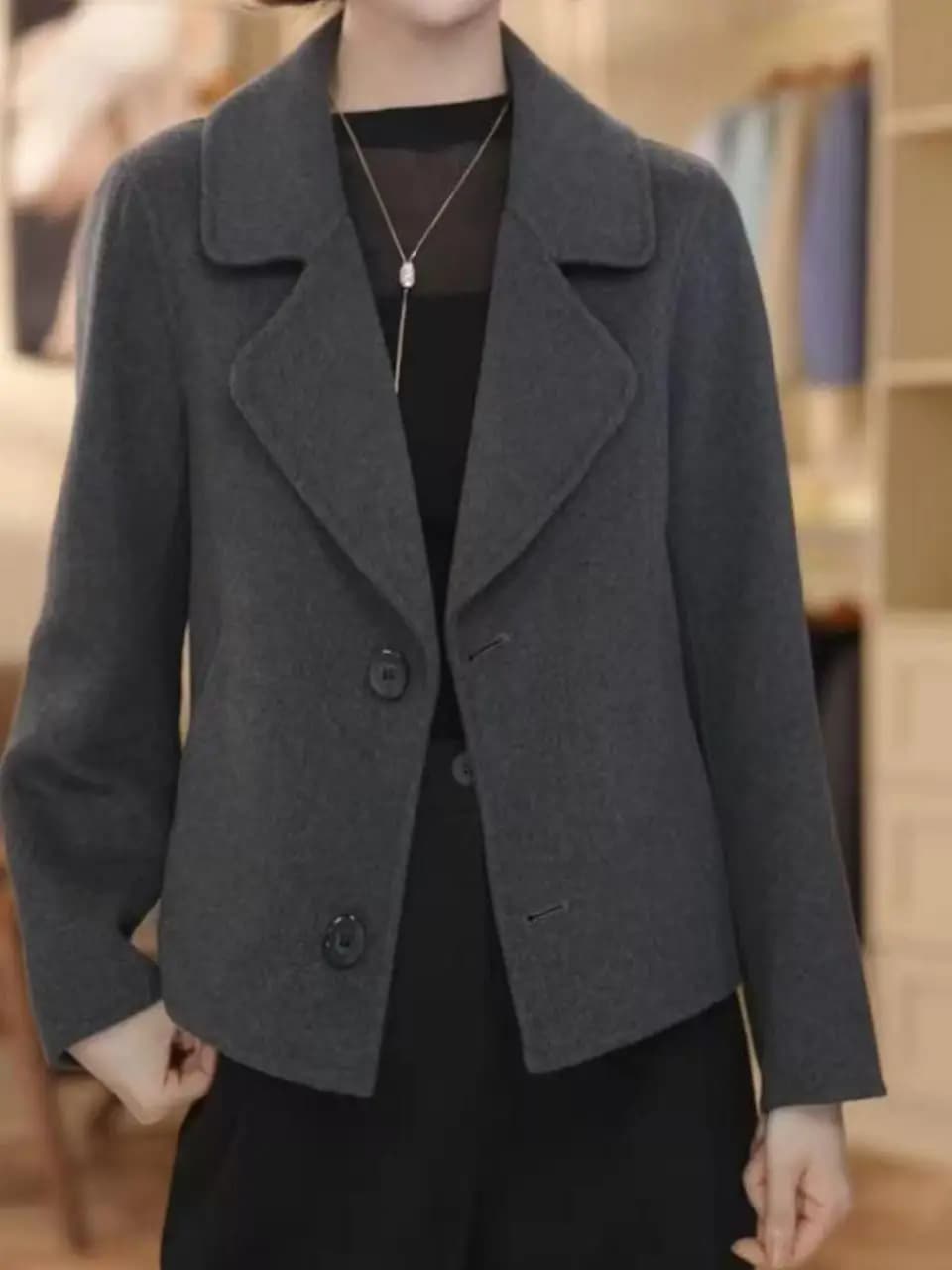 Single-Sided Woolen Suit Jacket for Women Spring Autumn Winter 2025 New Style Small Size Elegance Korean Style Short Coat