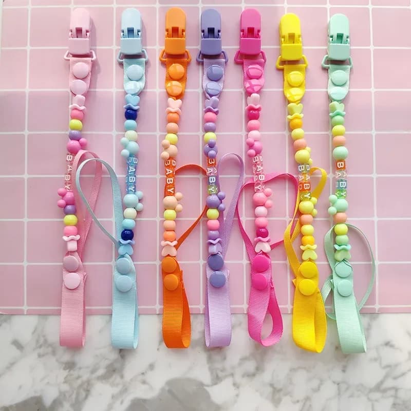 Nuovo bambino Ciuccio Clip Catena Porta ciuccio per capezzoli Bambini Ciuccio Clip Porta ciuccio Supporto regolabile per capezzoli