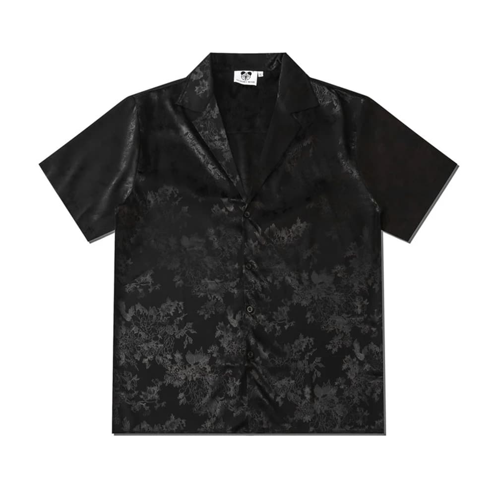 Camicie da uomo Harajuku camicia allentata monopetto manica corta con stampa floreale nera 2024 Hio Hop Beach Casual Streetwear unisex