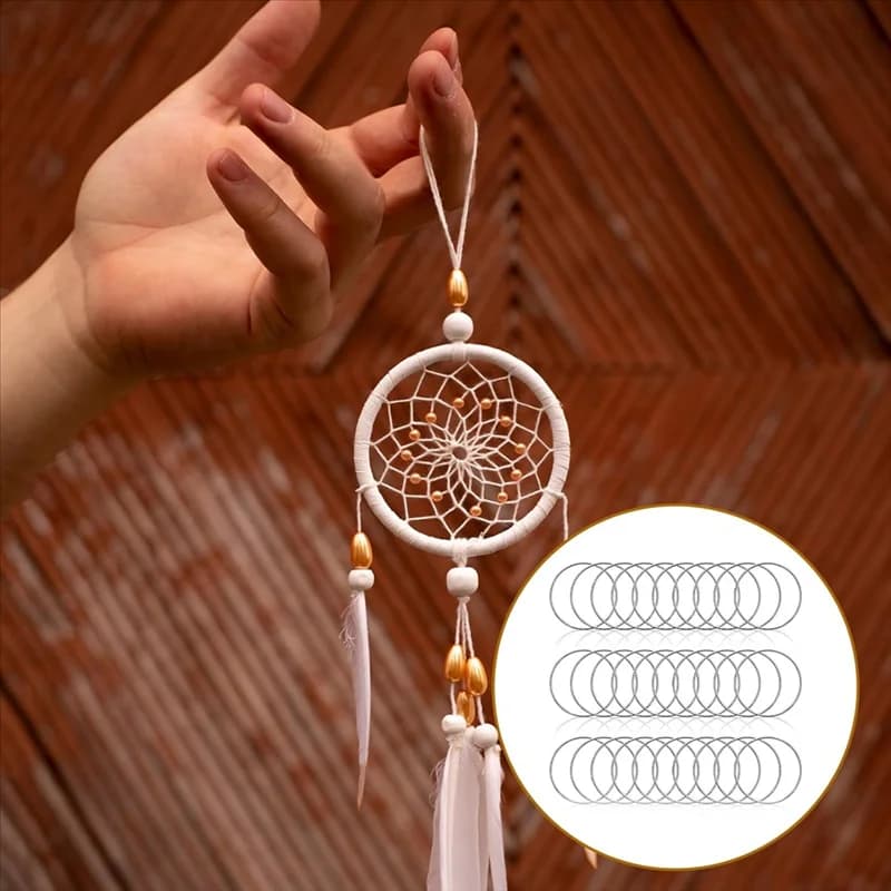 N04R For DIY For Crafts For Craft Silver Macrame Hoops 30 Pcs 3 Inch Metal Rings Wreath-Hoop Rings Macrame Dream Catchers