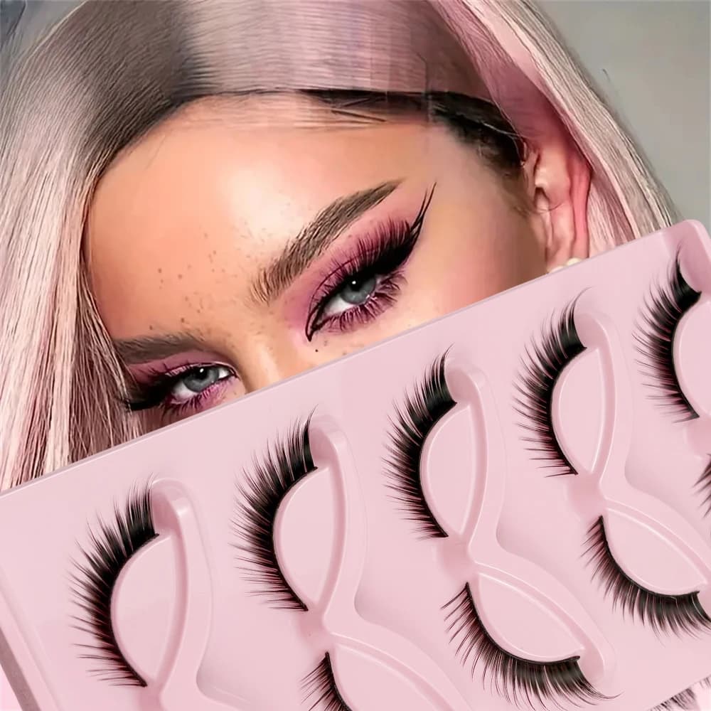 Cat-5 pairs of fake eyelashes: 16 mm soft artificial face 8D, natural appearance, improves the visual effect of the eyes