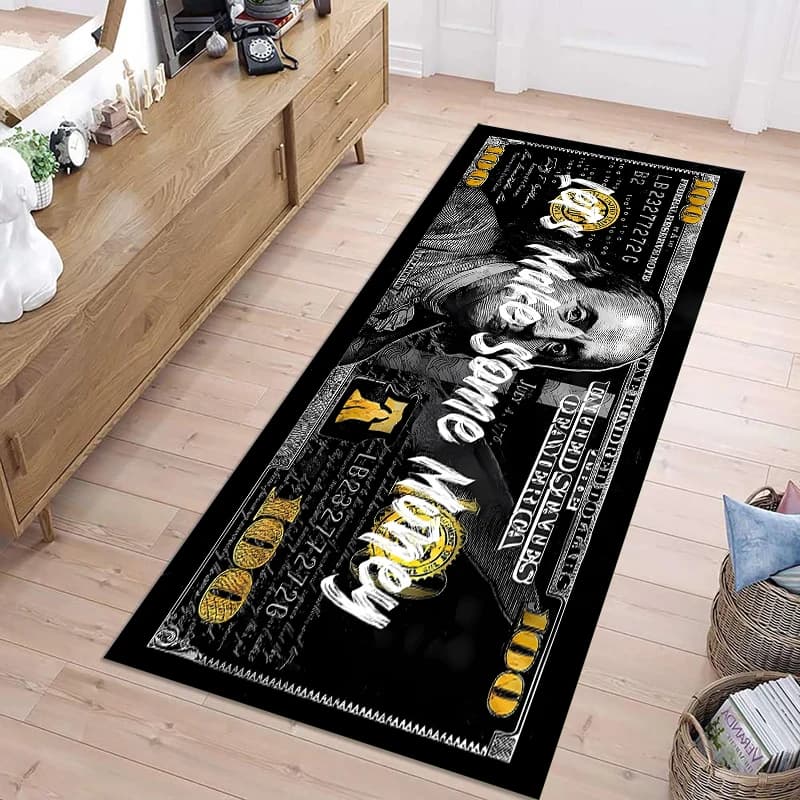 Colorful Creative Dollar Money Print Carpet Mat Rug Large Area Bedroom Entryway Non-Slip Stain Resistant Home Decoration
