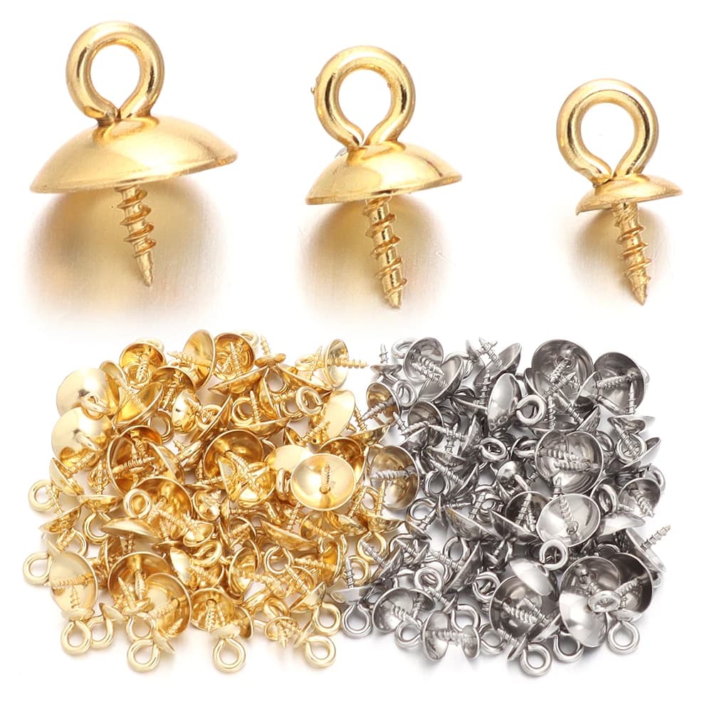 20 pz. Ganci a vite in acciaio inossidabile, terminali in metallo forati per perline, ciondoli per creazione gioielli fai da te, accessori per collane