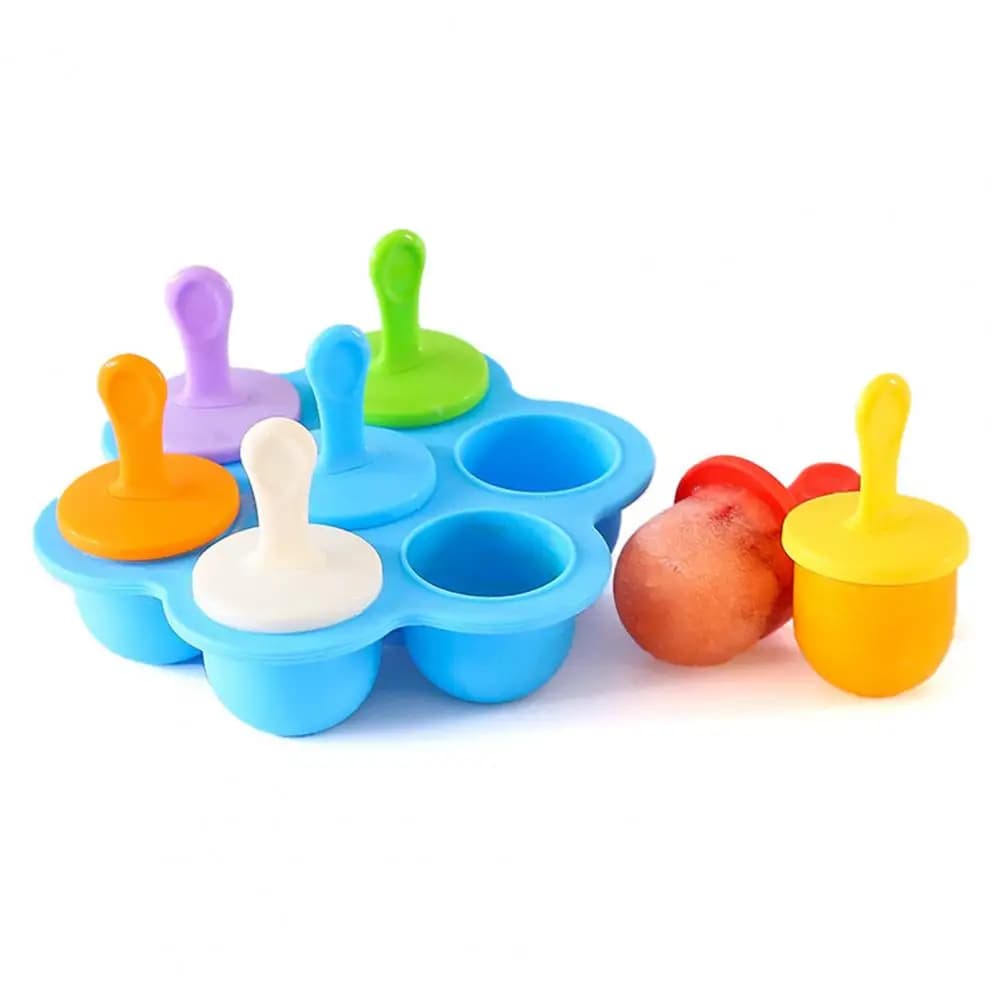 Stampo per ghiaccioli in silicone Stampo per gelato senza Bpa con 7 fori per ghiaccioli fai da te multifunzionali a rilascio facile per la casa