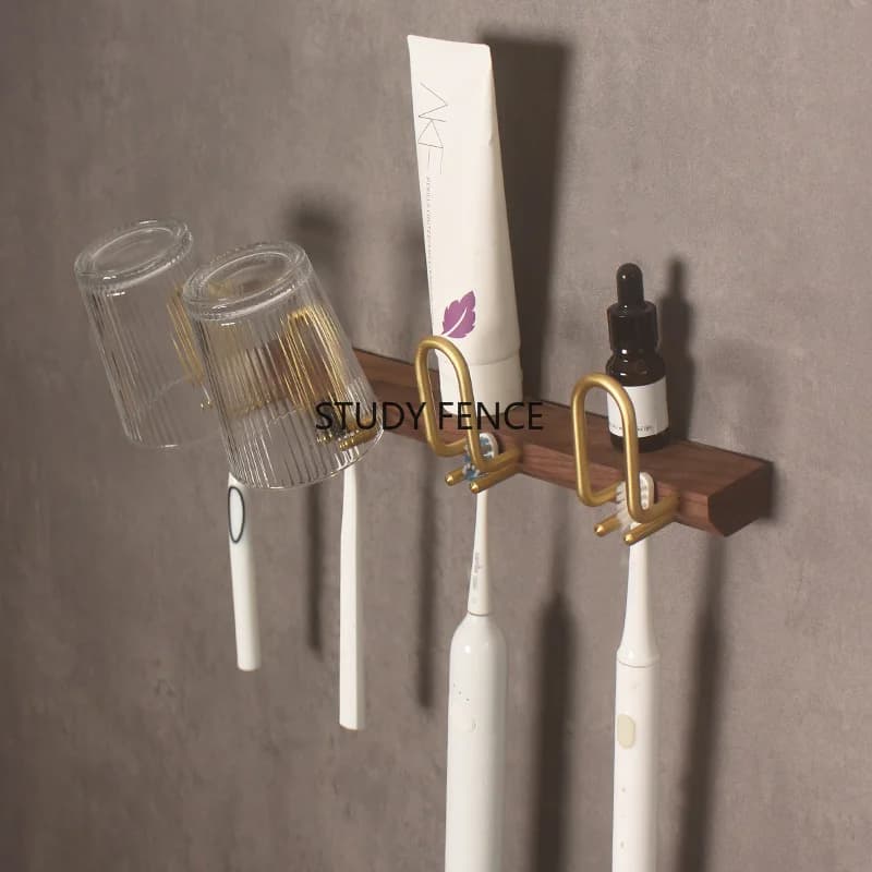 1 piece solid wood non-perforated electric toothbrush holder Wall-mounted cup holders No glue supplied