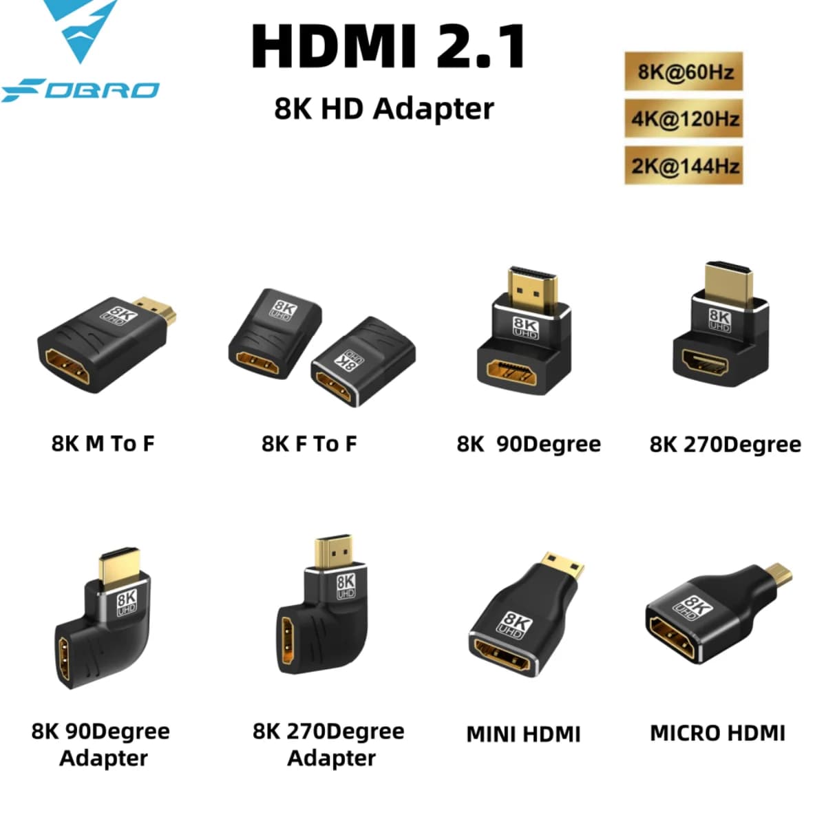 HDMI Cable Adapter 2.1 8K 60HZ 4K 120HZ Mini Micro hdmi male to female converter for ps5 ps4 pcs HDTV laptop projectors