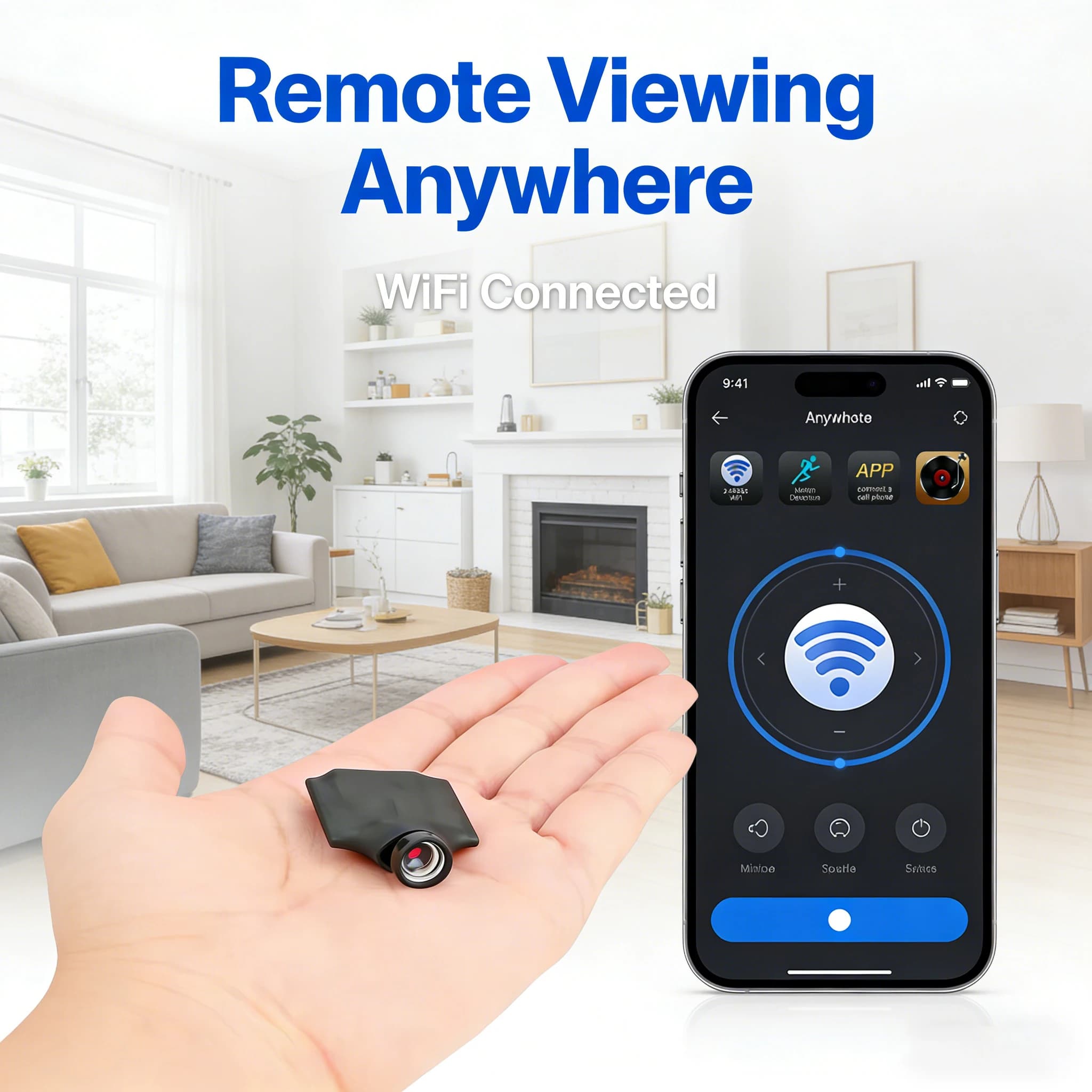 HD 1080P 120 ° Telecamera WiFi Grandangolare DlYIP, Registratore Video Ultra Compatto con Rilevamento di Movimento, Monitor per Bambini e Videosorveglianza Domestica