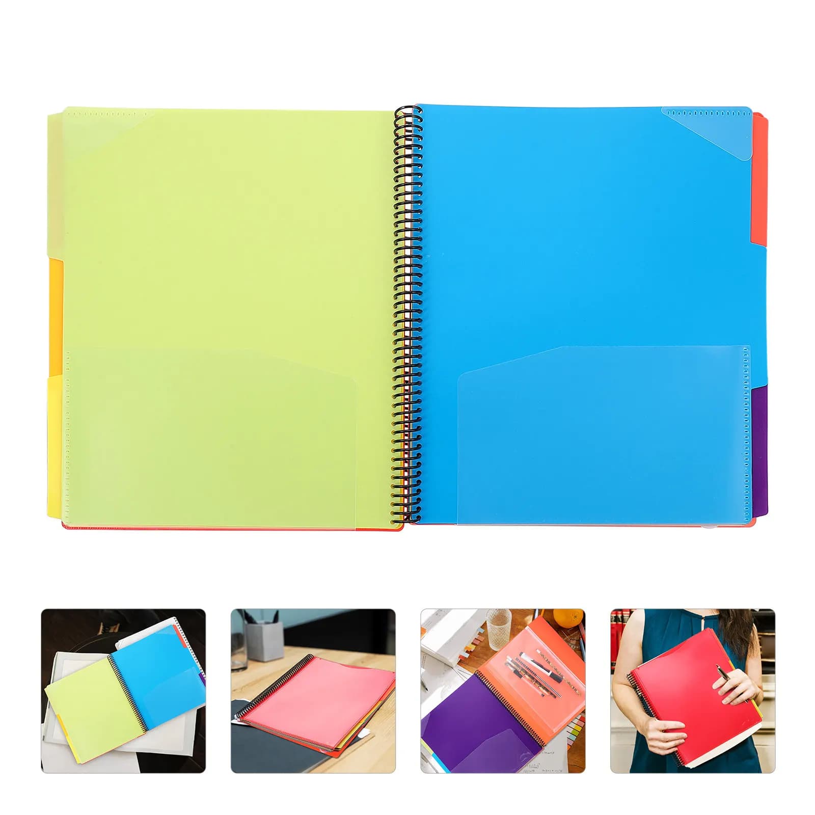 Cartella Portadocumenti a Spirale Leggera e Portatile, Contenitore per Documenti Domestici, Organizzatore per Forniture d'Ufficio, Tasca Portaoggetti