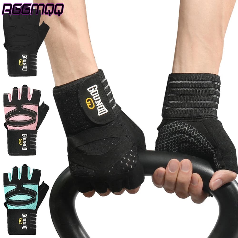 1Pair Weight Lifting Gloves- Ventilated Gym Gloves with Wrist Wrap Support&Full Palm Protection for Men Women- Training/Pull Ups