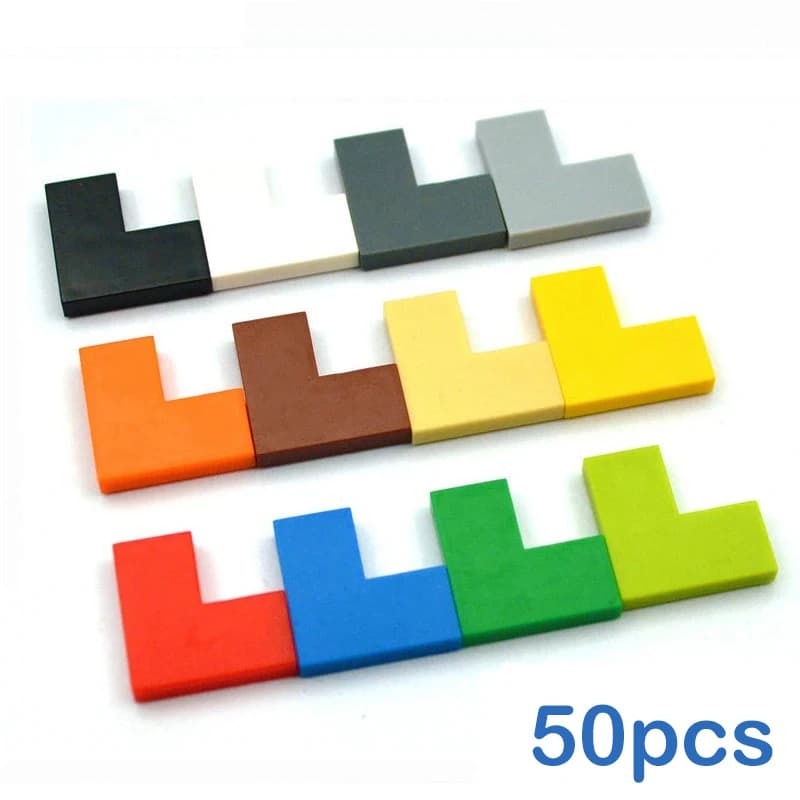 50 Pezzi Blocchi da Costruzione DIY Sottili e Lisci con 1+2 Punti, Giocattoli Educativi Creativi per Bambini, Dimensioni Compatibili con Mattoncini 14719