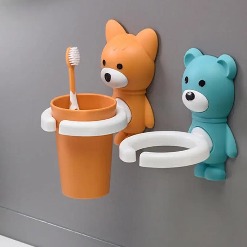 Bicchiere da parete a forma di cartone animato per collutorio, simpatico bicchiere per acqua, bicchiere per spazzolino per bambini, porta spazzolino, set da bagno anti-macchia