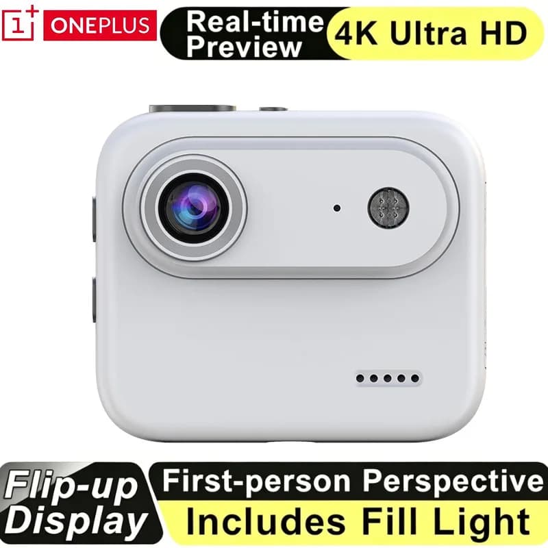 OnePlus Action Camera with Rebound Screen, 4K HD Ultra Nitida Recording, VLOG Anti-Shake 143 ° Mini Cable Camera with Wide Angle for Exterior