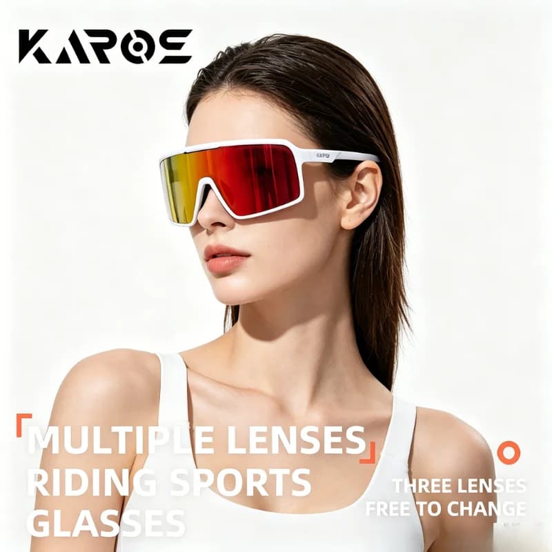 Occhiali da Sole Sportivi KAROS con 3 Lenti, Polarizzati UV400, Antivento per Pesca, Ciclismo, Escursionismo, Corsa, Golf, Campeggio, Caccia, Guida