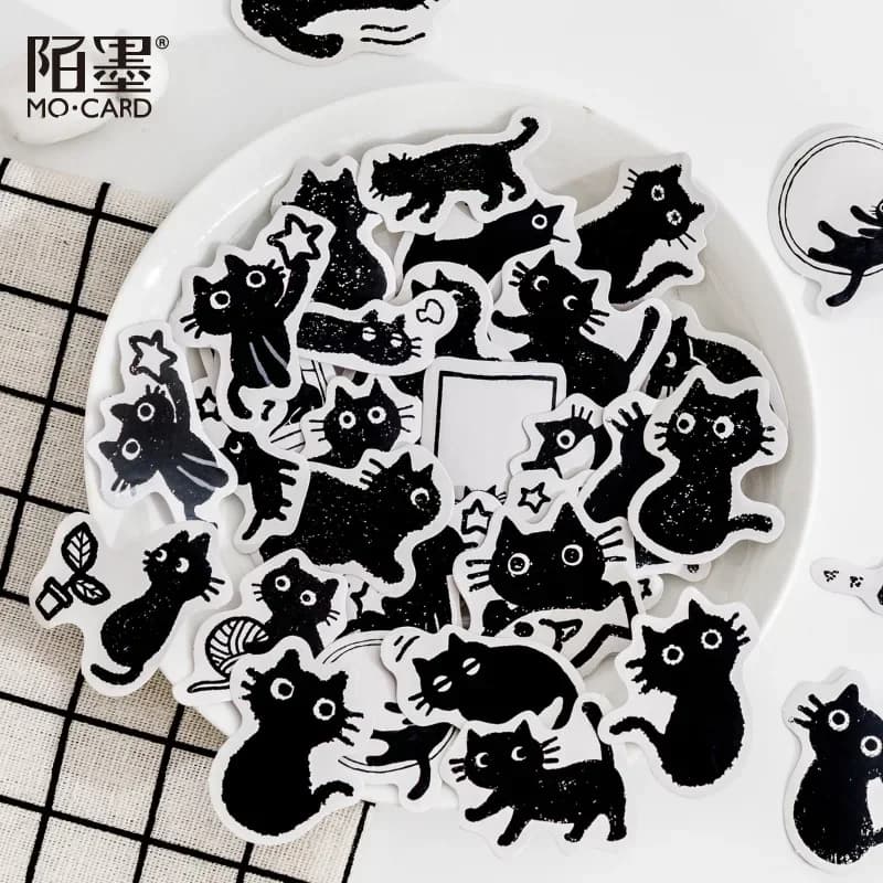 45 pz/scatola adesivi a tema gatto nero decorazione adesivi gatti carini kawaii adesivi autoadesivi per scrapbooking per pianificatori di laptop